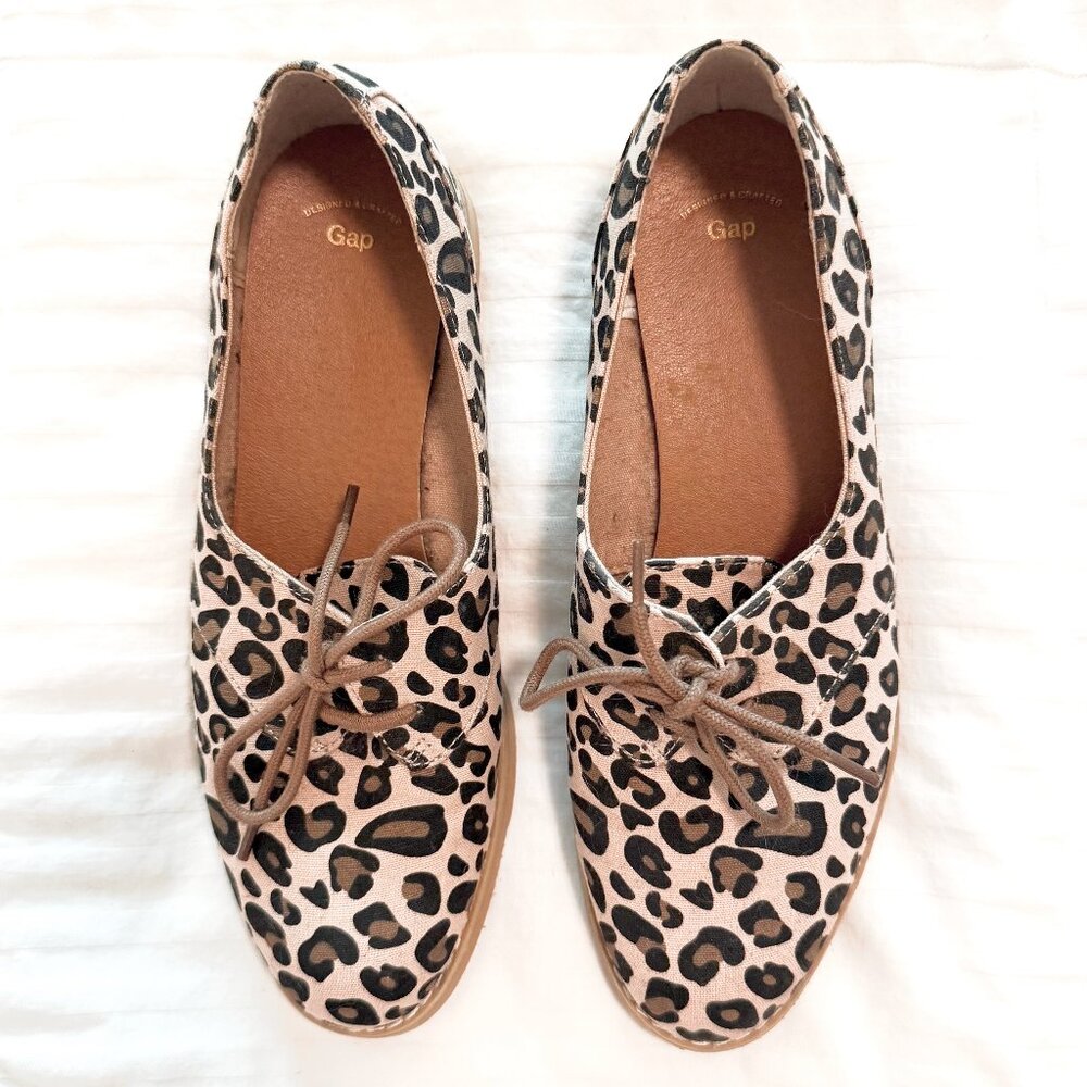 Gap Leopard Print Oxford Flats Size 8 Casual Chic